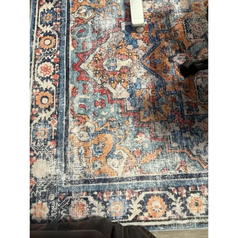 New 5x7 Washable Boho Rug, Non-Slip Distressed Medallion Carpet for Home & Room
